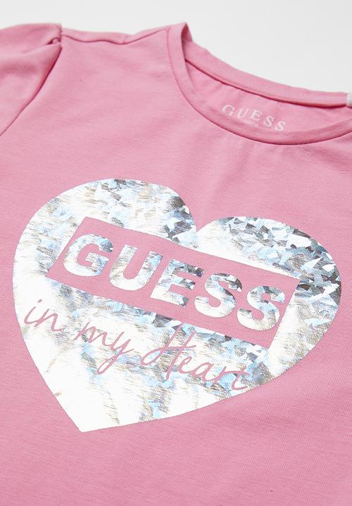 GUESS - Short sleeve Peyton frill hem tee - pink