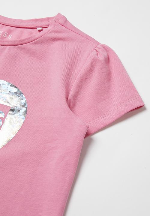 GUESS - Short sleeve Peyton frill hem tee - pink