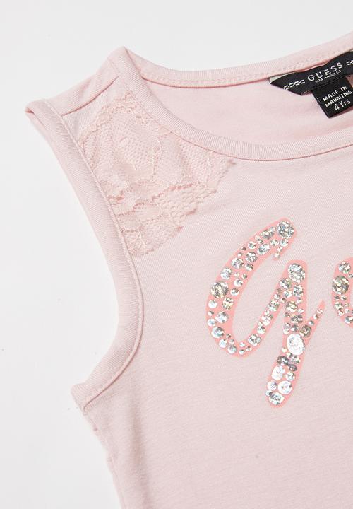 GUESS - Short sleeve Guess script Genna tee - pink