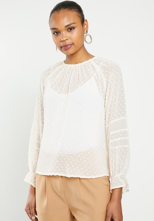 edit - Lace inset blouse - beige