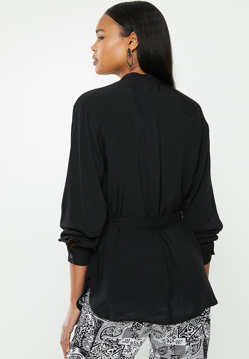 edit - Mandarin collar shirt - black
