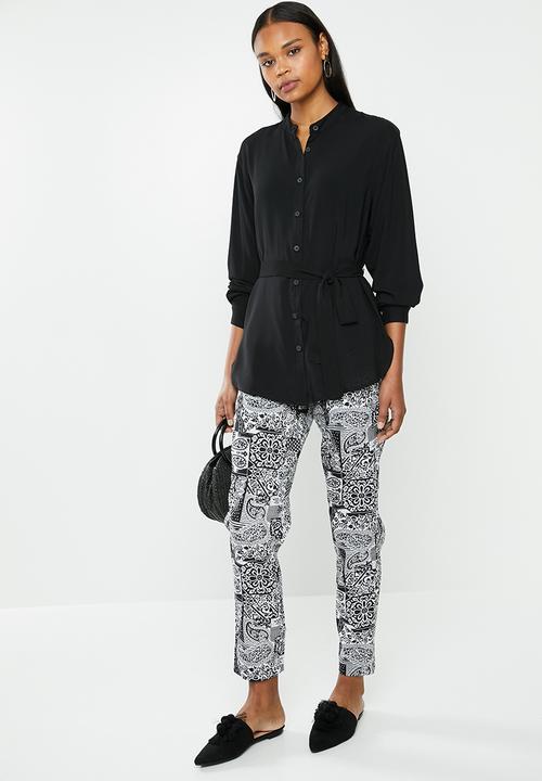 edit - Mandarin collar shirt - black