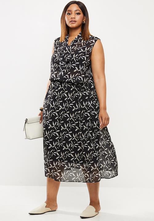 edit Plus - Printed chiffon a-line skirt - black print
