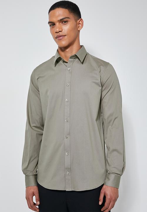 Superbalist - Jos slim fit long sleeve shirt - khaki