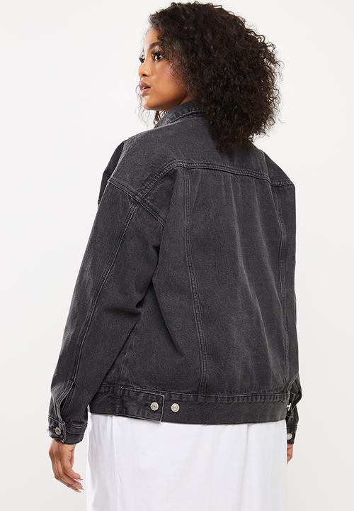 Missguided - Oversized denim jacket with rips - black