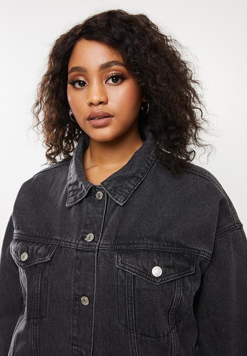 Missguided - Oversized denim jacket with rips - black