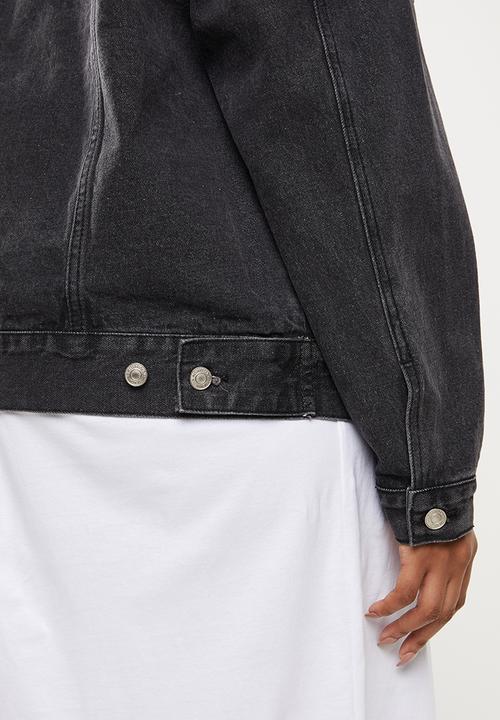 Missguided - Oversized denim jacket with rips - black
