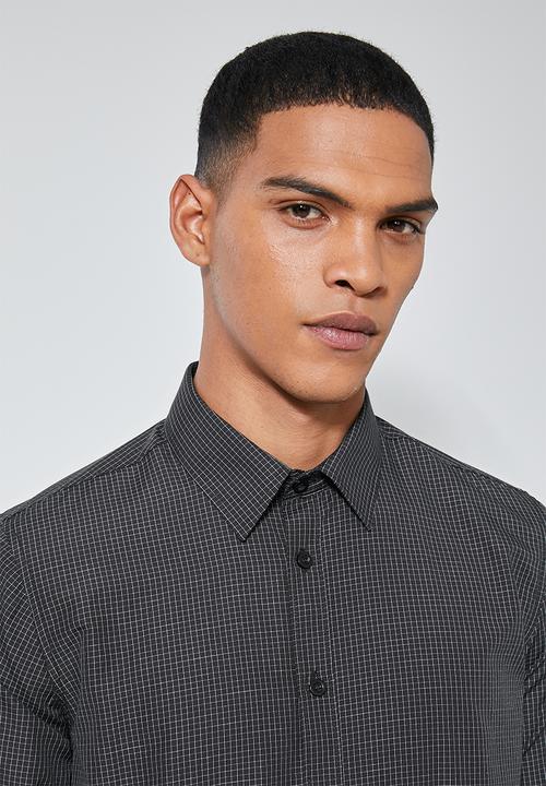 Superbalist - Jos slim fit long sleeve shirt - black & white