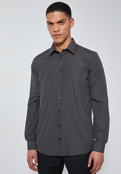 Superbalist - Jos slim fit long sleeve shirt - black & white