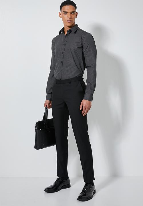 Superbalist - Jos slim fit long sleeve shirt - black & white