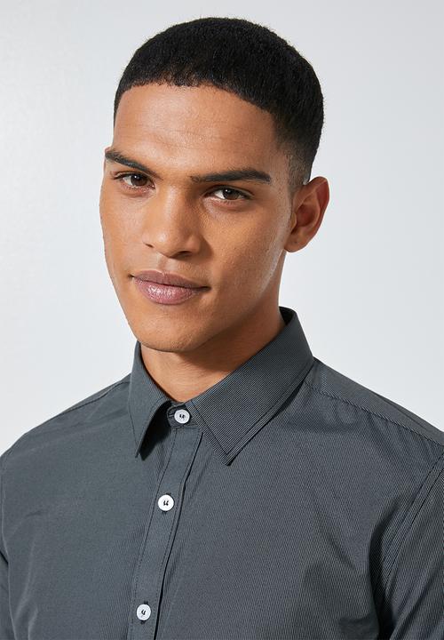 Superbalist - Jos slim fit long sleeve shirt - black & grey