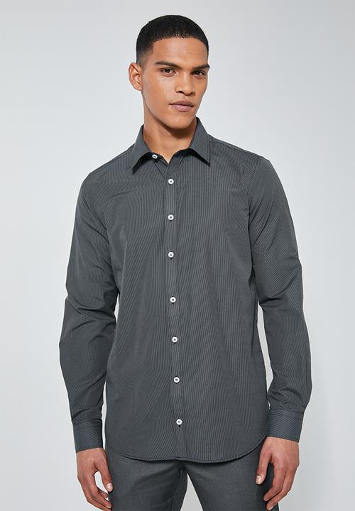 Superbalist - Jos slim fit long sleeve shirt - black & grey