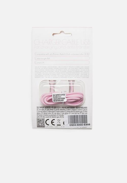 H&S - USB charger cable for Apple, iPhones and iPads - pink