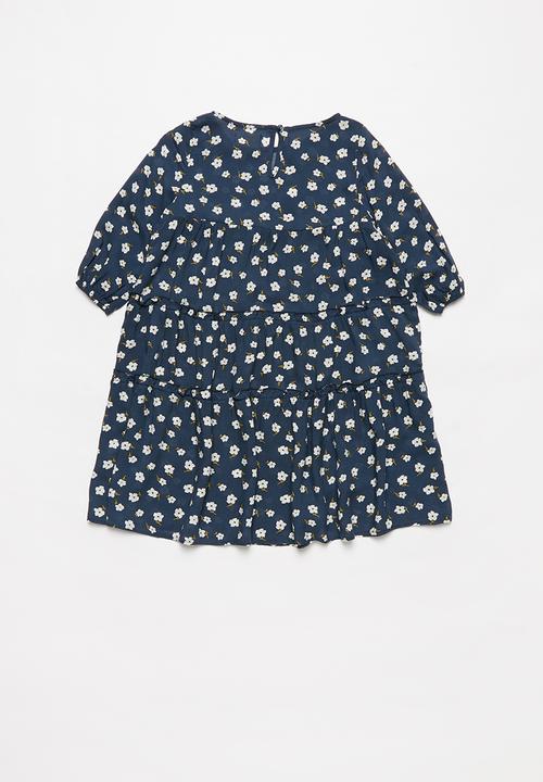 Superbalist Kids - Tiered printed dress - navy & white 