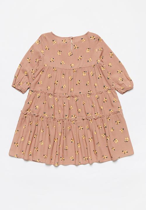 Superbalist Kids - Tiered printed dress - pink & yellow 