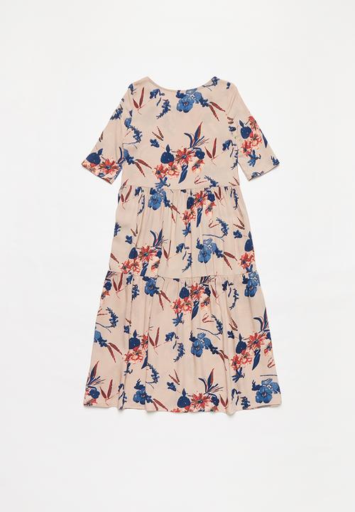 Superbalist - Tiered midi dress - pink & blue 