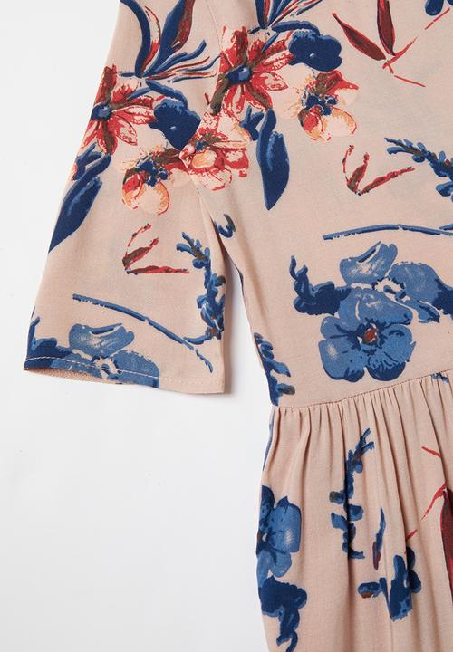 Superbalist - Tiered midi dress - pink & blue 