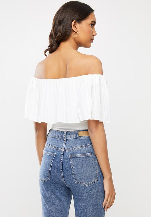 VELVET - Pleated frill bodysuit- winter white