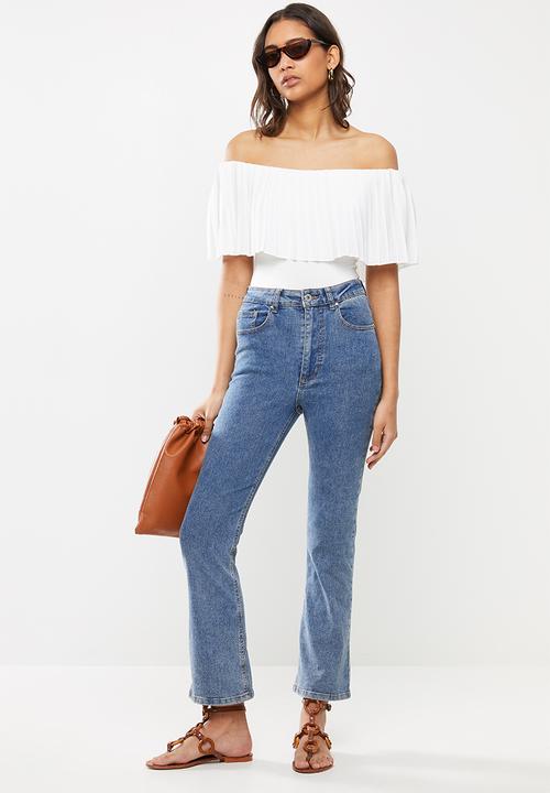 VELVET - Pleated frill bodysuit- winter white