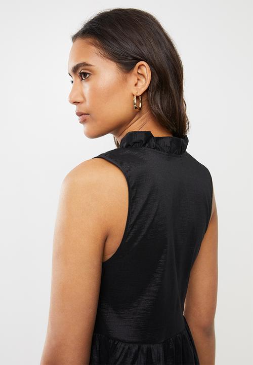 VELVET - Pie-crust tiered mini dress-black