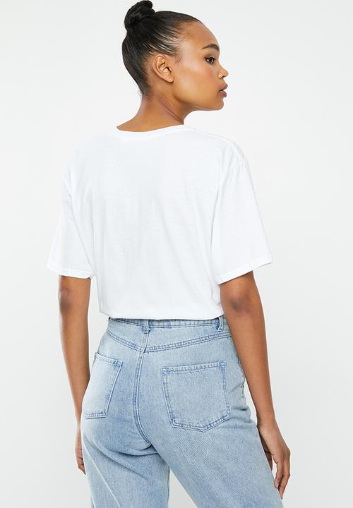 Missguided - Emotions graphic short sleeve oversize tee - white