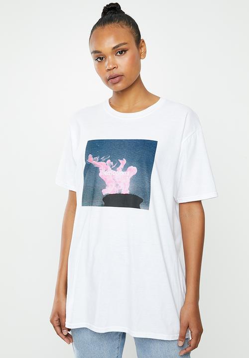 Missguided - Emotions graphic short sleeve oversize tee - white