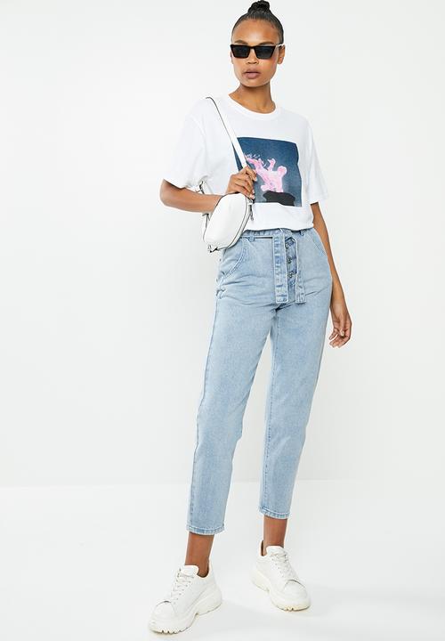 Missguided - Emotions graphic short sleeve oversize tee - white