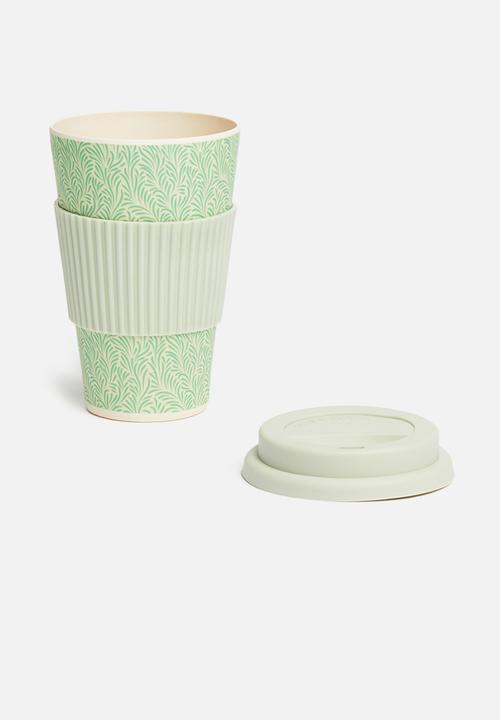 Excellent Houseware - Bamboo drinking mug - mint & olive 