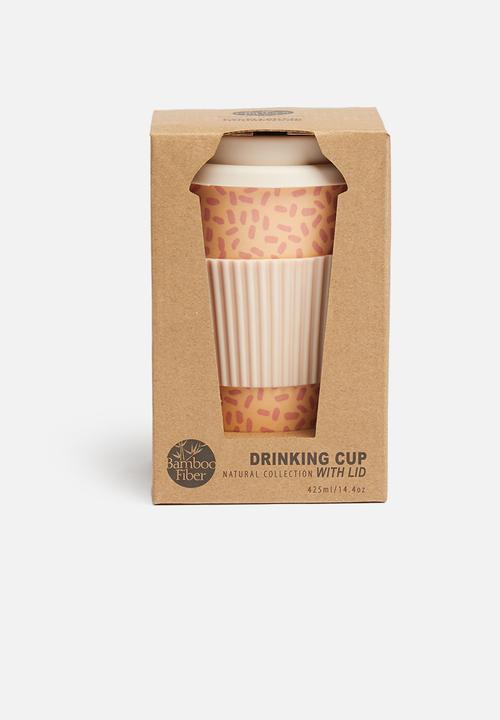 Excellent Houseware - Bamboo drinking mug - pink & peach