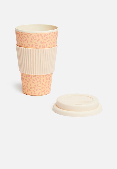 Excellent Houseware - Bamboo drinking mug - pink & peach