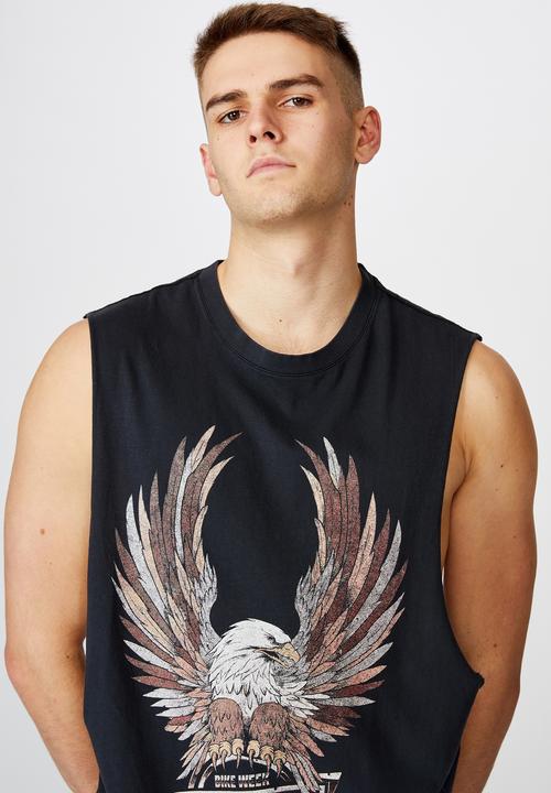 Factorie - Daytona beach graphic muscle tank - washed black