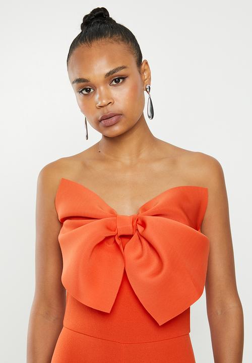 Missguided - Bow front bandeau jumpsuit - orange