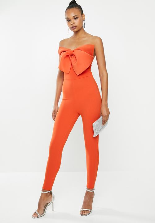 Missguided - Bow front bandeau jumpsuit - orange