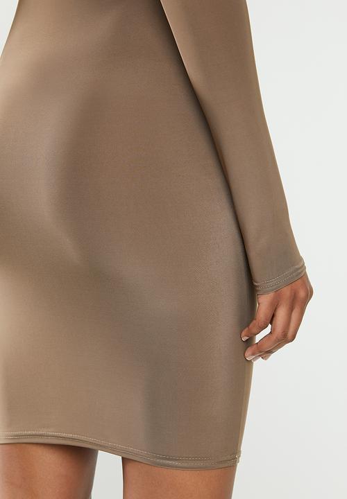 Missguided - Seam free slinky one shoulder mini - brown