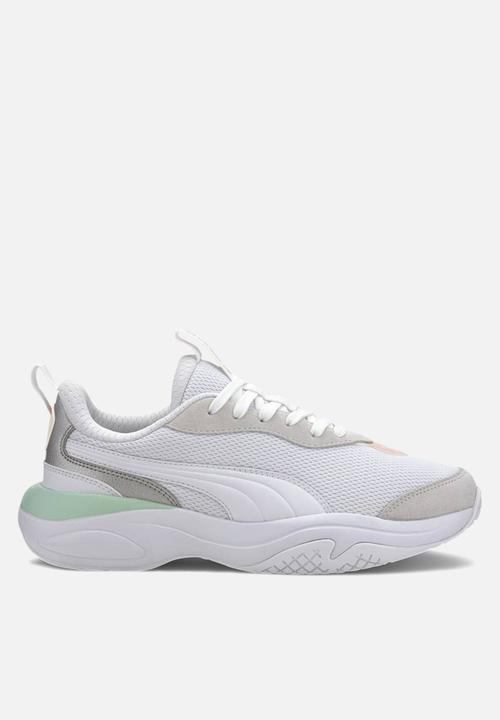 puma white and green sneakers