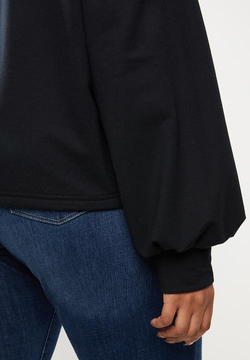 Me&B - Plus funnel neck sweat top - black & white