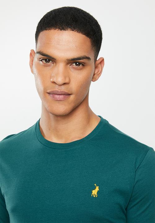 POLO - Mens paul plain crew neck ls T-shirt- green