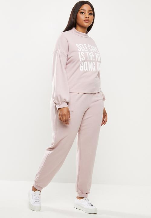 Me&B - Plus printed sweat top - dusty pink