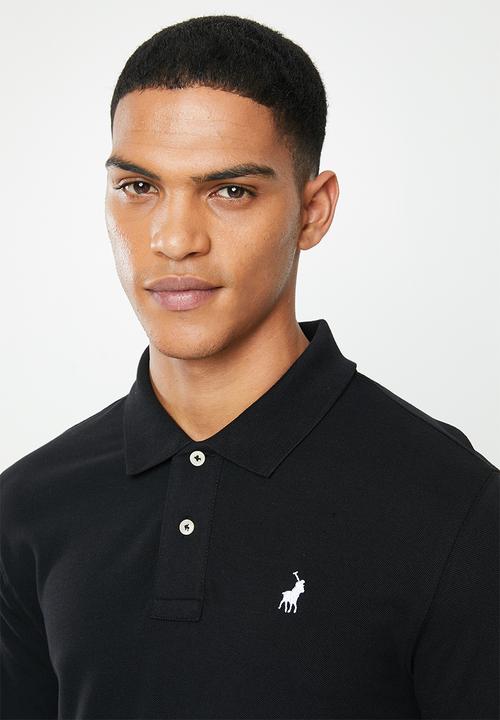 POLO - Mens classic stretch pique ls golfer - black