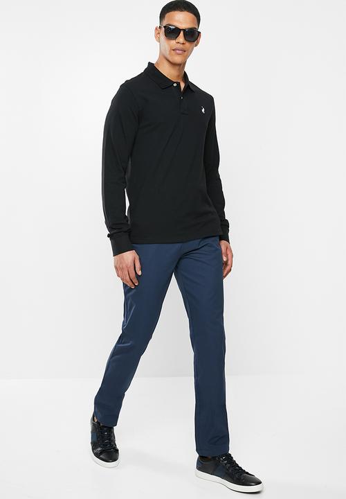 POLO - Mens classic stretch pique ls golfer - black