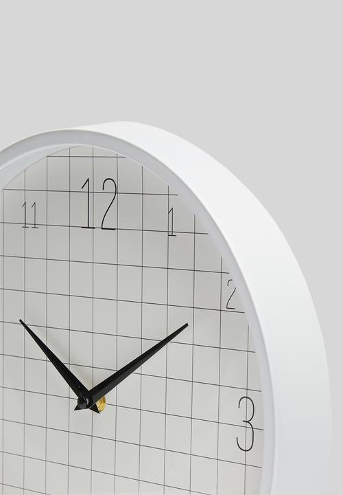 H&S - Grid wall clock - white