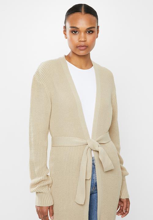 Missguided - Belted maxi cardigan - cream