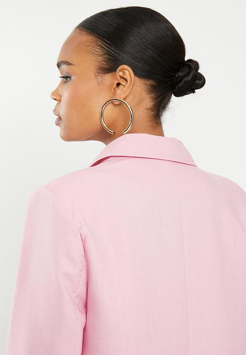 Missguided - Linen boyfriend blazer - pink