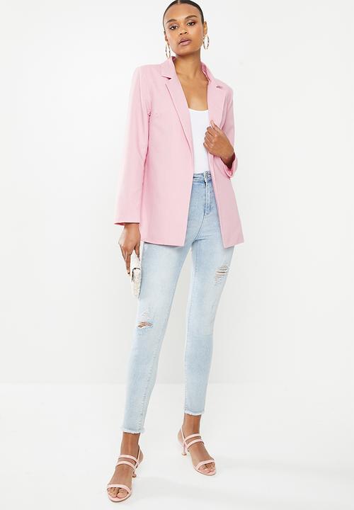 Missguided - Linen boyfriend blazer - pink