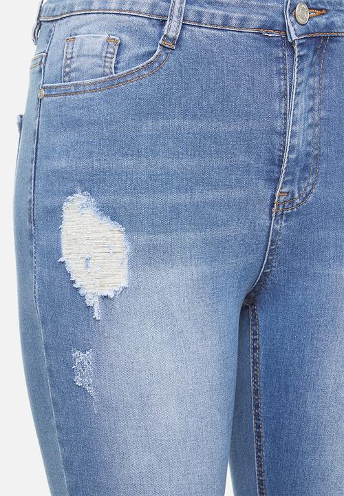 Missguided - Petite sinner clean distress - blue
