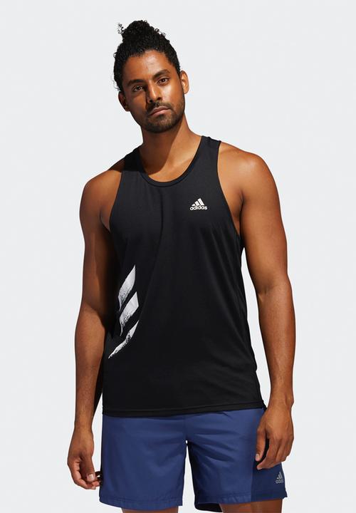adidas Performance - 3 Stripe own the run singlet - black