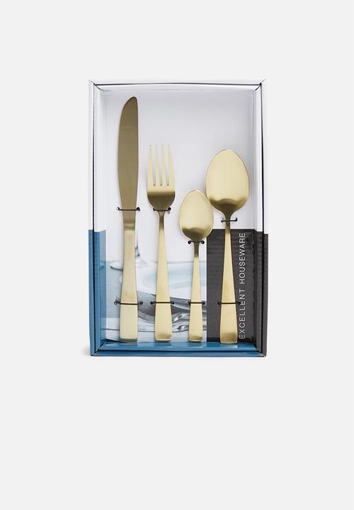 Sixth Floor - Cutlery set 16pcs - matt gold 