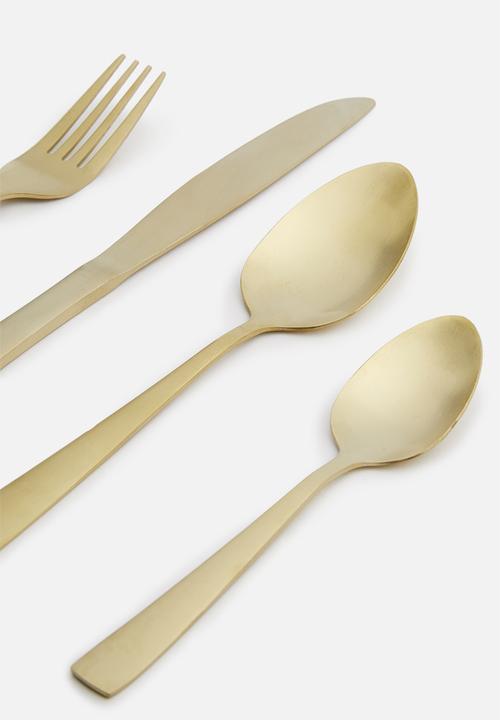 Sixth Floor - Cutlery set 16pcs - matt gold 