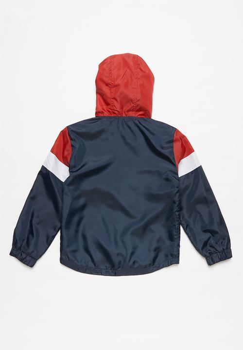 POLO - Boys Clyde hooded quarter zip active pullover - red & navy 