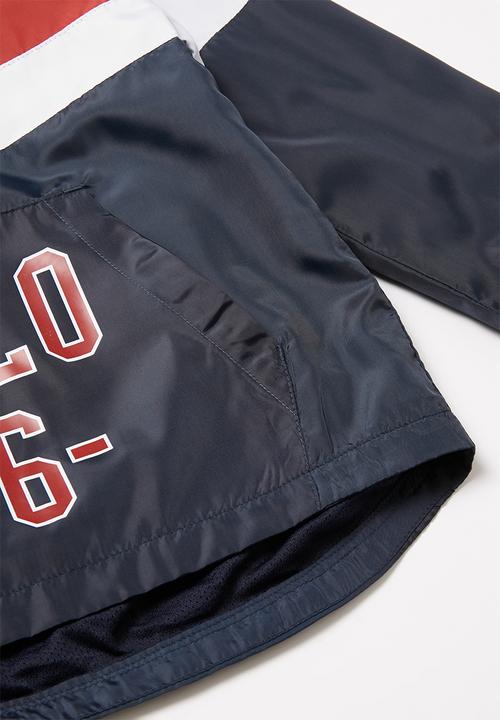 POLO - Boys Clyde hooded quarter zip active pullover - red & navy 